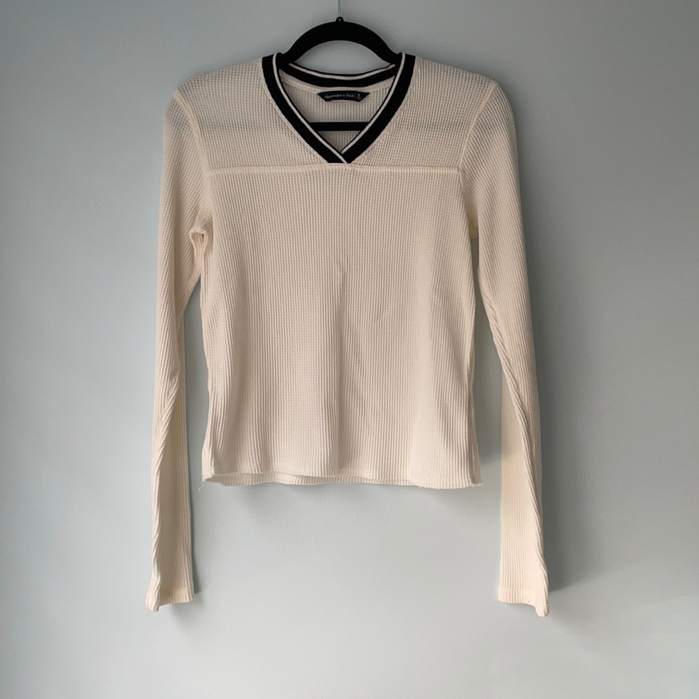 Waffle style white long sleeve